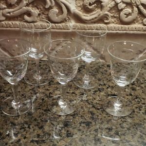 5 vintage cordial glasses